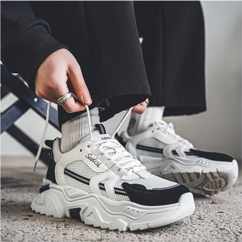 Student thick soled mesh breathable casual sports shoes four seasonal men's outdoor soft sole comfort running shoes male sneaker
