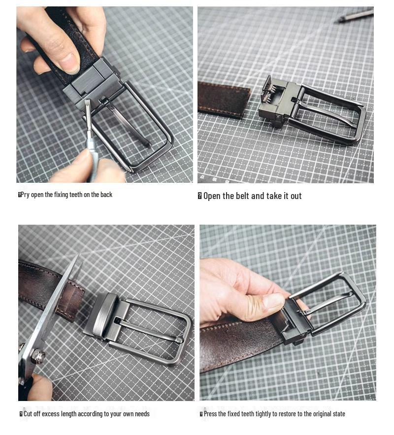 Vintage Handmade Top Grain Cowhide Belt - Men's Distressed Genuine Leather with Pin Buckle