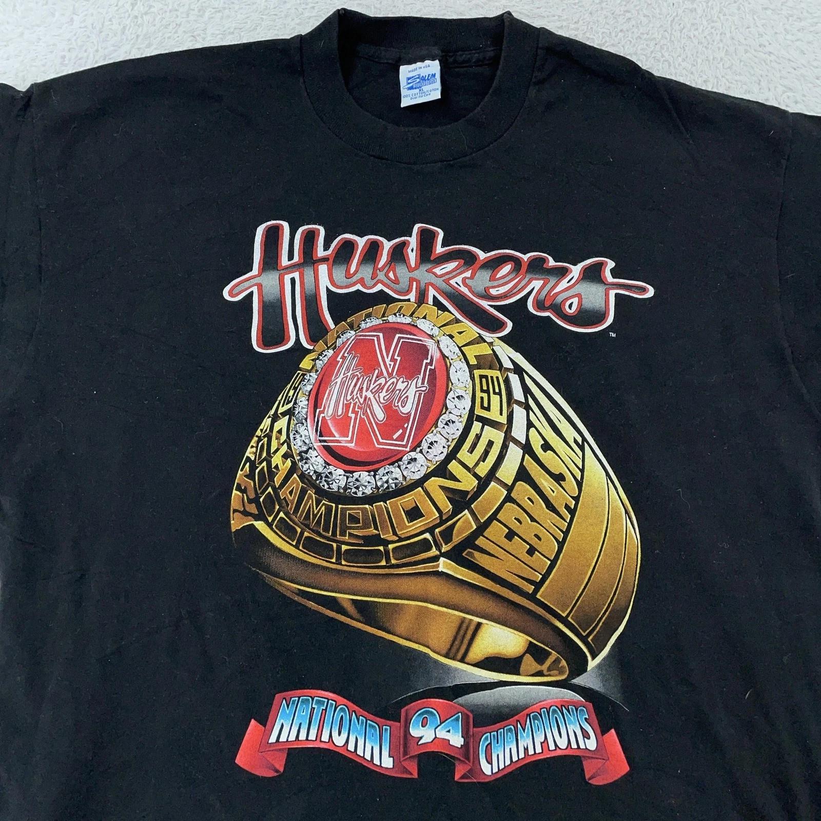 Vintage 1994 Nebraska Cornhuskers Championship Ring T-Shirt XL NCAA Salem 90s L
