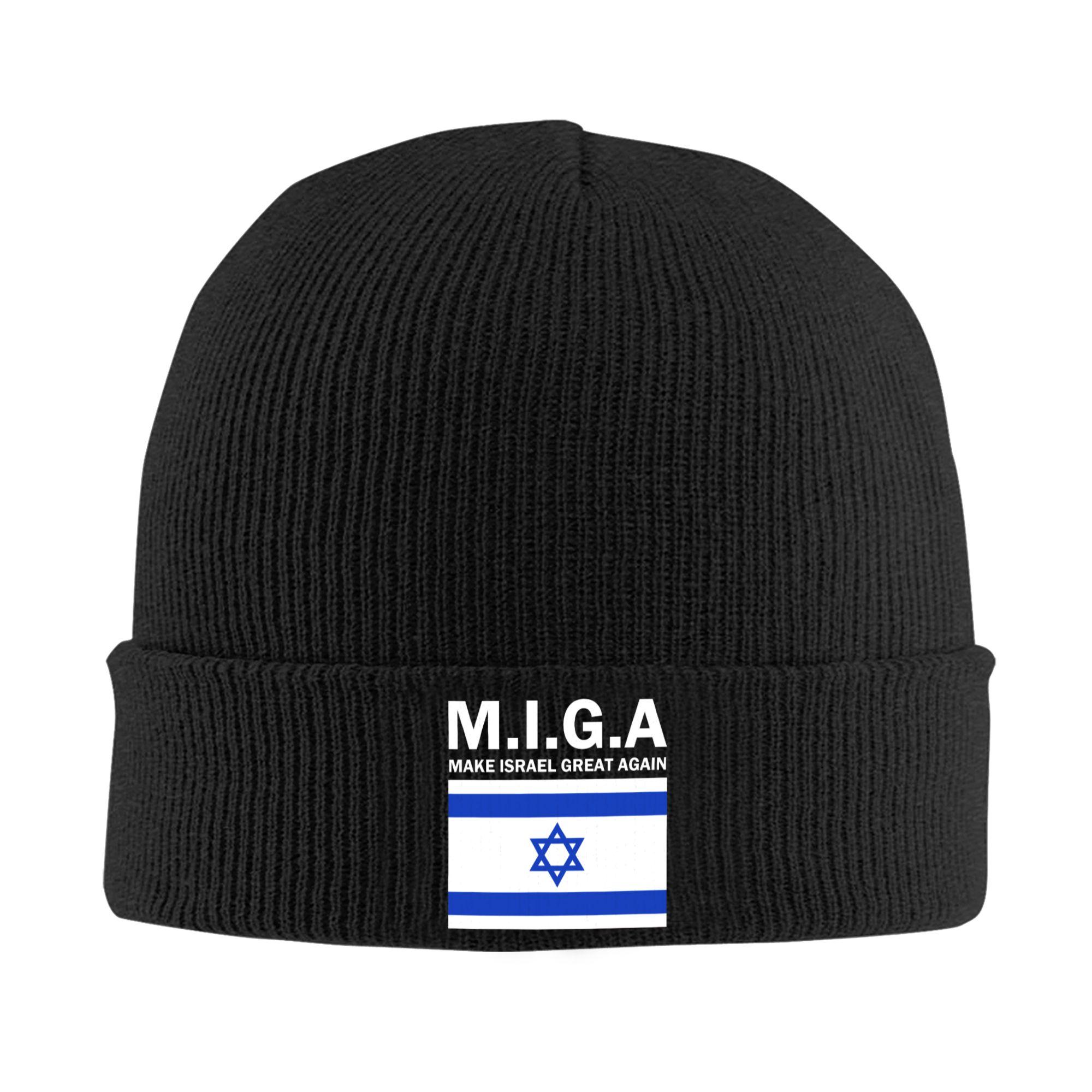 

Israeli Flag Make Israel Great Skullies Beanies Caps Fashion Winter Warm Unisex Women Knitting Hats Unisex Adult Bonnet Hat One Size