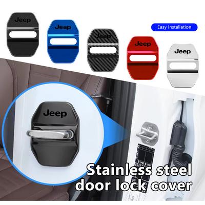 For Car Door Lock Protective Cover Stainless Steel Rust Proof Decoration Cherokee Patriot Liberty Wrangler JK JL Commander