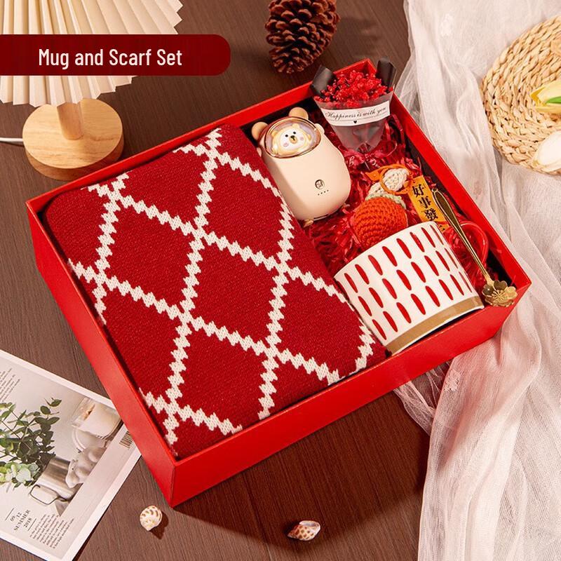 Premium Festive Winter Gift Box Set Scarf, Mug, Hand Warmer, Pendant