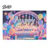 Birthday Photo Backdrop Happy Banner Backdrop, Party Background Cloth for Celebration, Group Bunting Flag Decor Kids Women, Supplies Double-sided