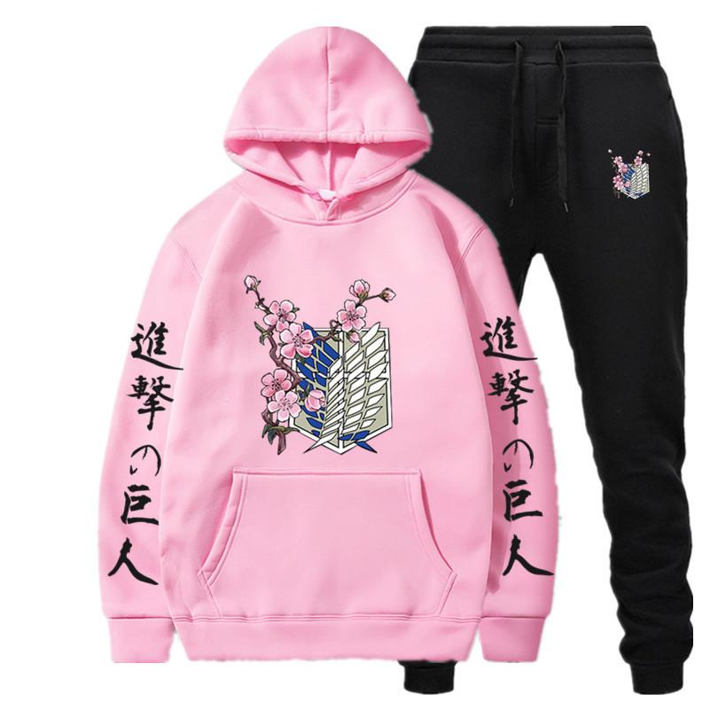 Brand Hoodies Pants Suit Japanese Anime Attack On Titan Sportswear Men Women Streetwear Sweatshirt Tracksuit Casual Sportsuits