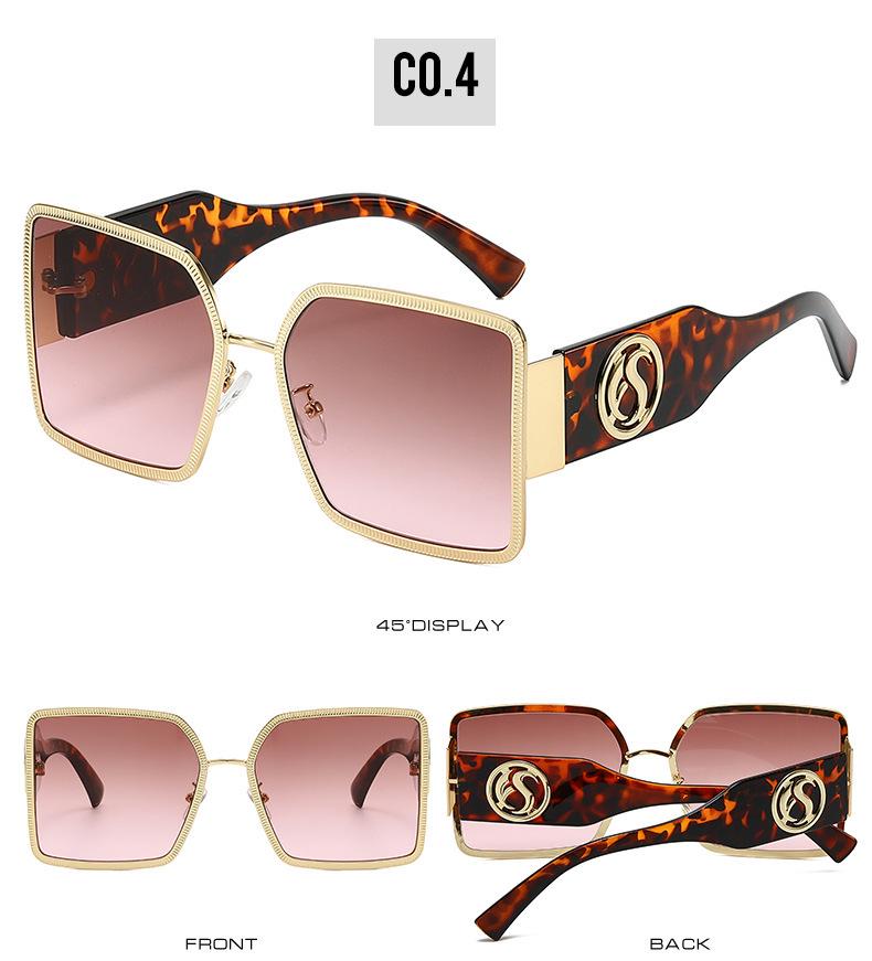 Women's Oversized Square Metal Frame Sunglasses: European & American Trend 3726