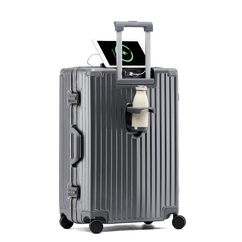 TOBOOG Multi-functional Aluminum Frame USB Charging Spinner Luggage 24 inches