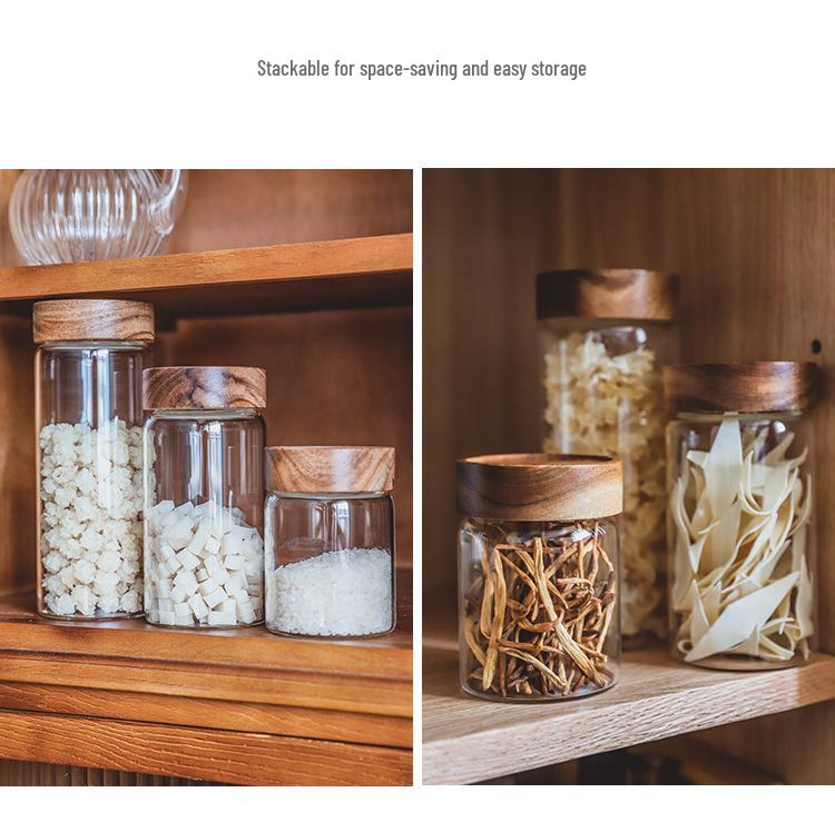 High Borosilicate Threaded Glass Storage Jar for Kitchen Grains and Coffee Beans.