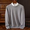Męski sweter na jesień i zimę, okrągły dekolt, luźny, długi rękaw, dzianinowy, elastyczny, czysty kolor, styl biznesowy, ciepły, dzianinowy