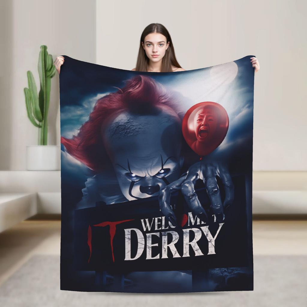 IT Welcome To The Derry 2025 Flannel Blankets Soft Throw Blanket for Bedroom Travel Office Novelty Bedspread Sofa Bed Cover