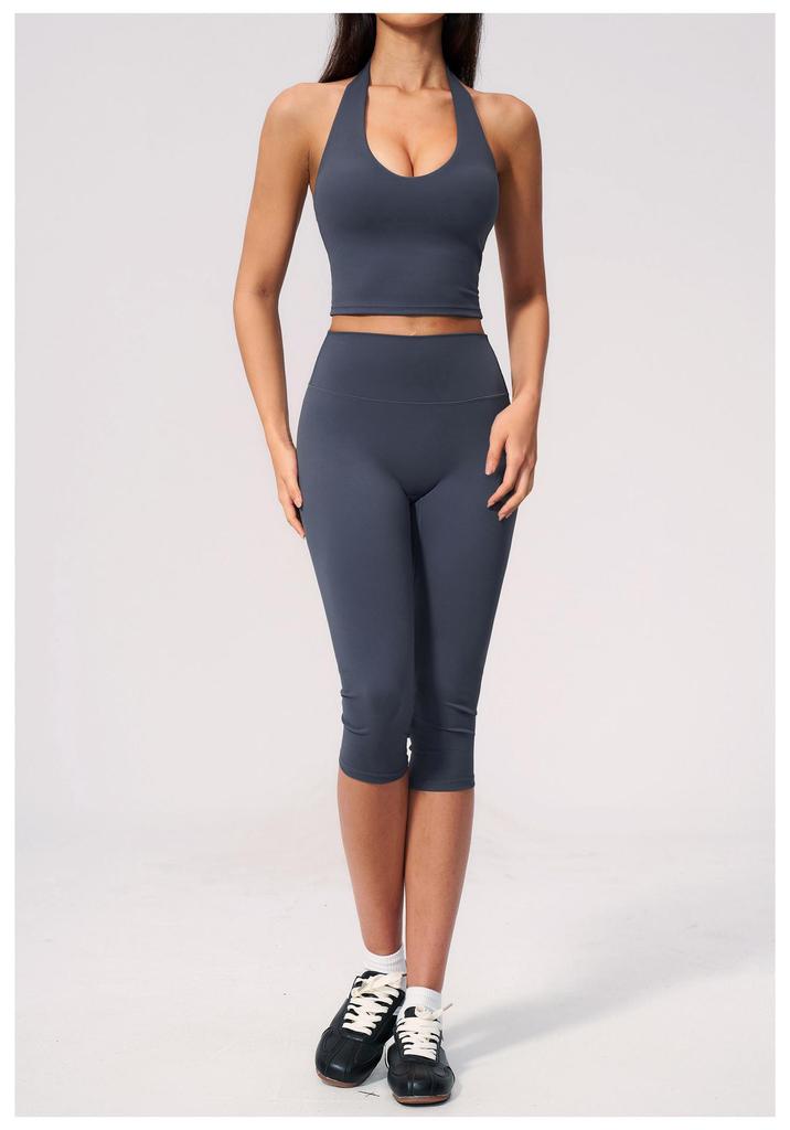Canotta da Yoga da Donna Scollo a V Asciugatura Rapida con Scollo all'Americana, Imbottiture sul Petto e Spalline Posteriori alla Moda - Modello 5529