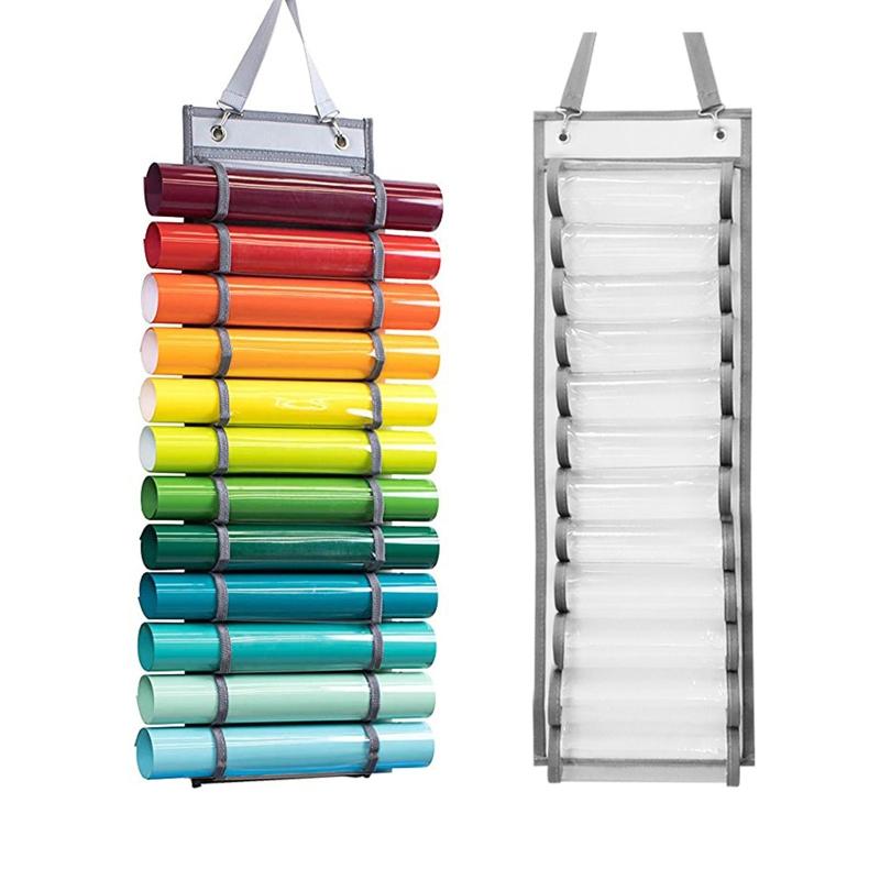 12 Grid Vinyl Storage Holder Hanging Bag Vinyl Roll Storage Rack Vinyl Storage Organizer Hanging Pocket Behind The Door