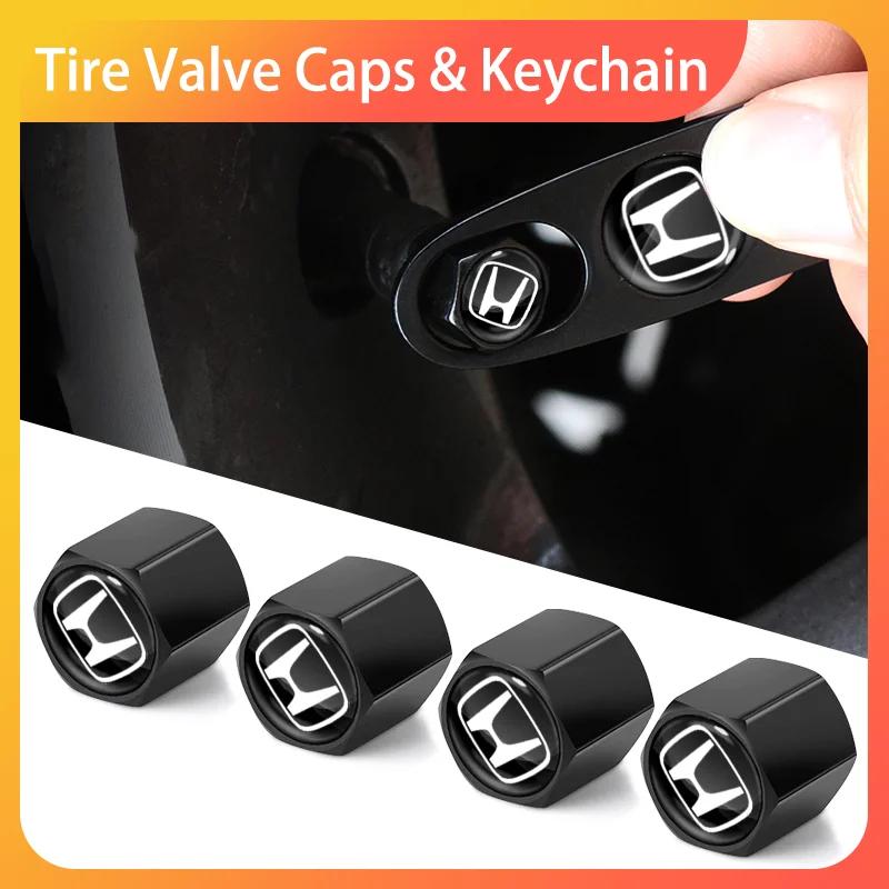 New 4Pcs Car Wheel Tire Valve Caps Air Stem Covers Accessories For Honda Civic Jazz Accord Pilot Passport Stepwgn CRV BRV HRV cwvc57