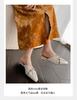 Fashion Women's Slippers Square Toe Metal Decoration Square Heel Women's Mules Leisure Daily Cover Toe Sexy Zapatillas De Mujer