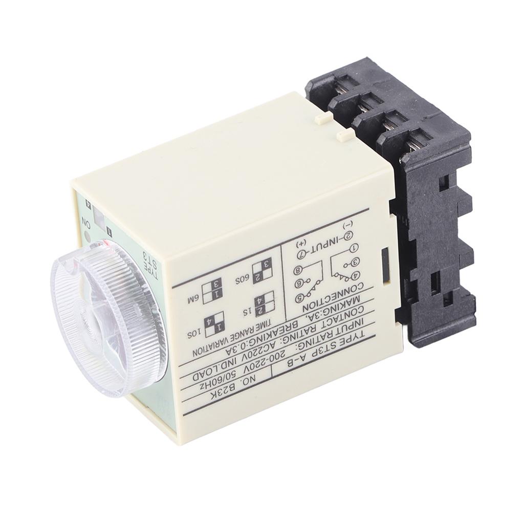 ST3PA-B 0-10S Einschaltverzögerungs-Zeitrelais Drehknopfsteuerung Zeitrelais mit Sockel AC 220V