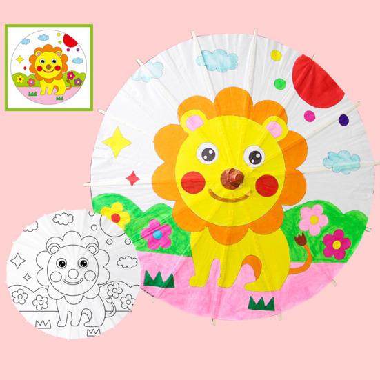 40/60CM DIY Hand-Painting Paper Umbrella Chinese Style Decorative White Oil-paper Umbrella with Wooden Handle Kids Coloring Oriental Umbrella Crafts