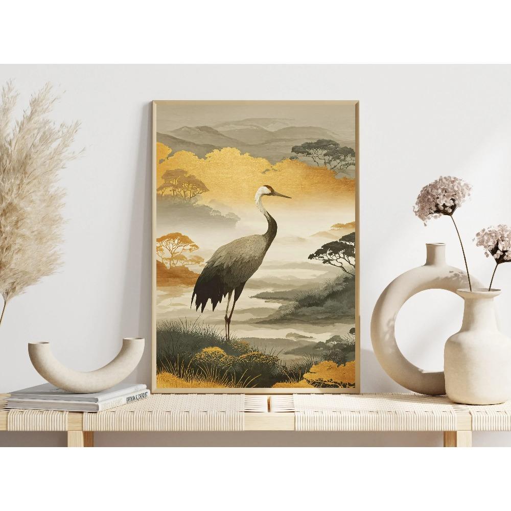 Minimal Zen Coastal Tree Koi Fish Sakura Posters Blue Wave Crane Modern Prints Canvas Painting Wall Art Picture Home Room Decor