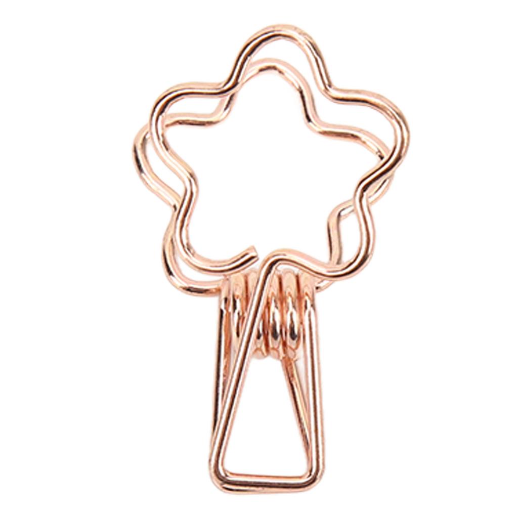 100pcs   Clips Cute Flower Shape Metal Hollowed   Tail Clips Paper Clamps for   Document Ticket