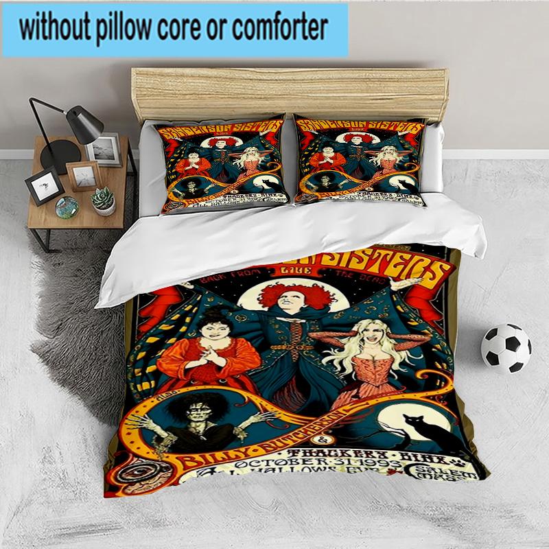 Halloween Horror Witch Bedding Set 3pcs, High Quality Bedding Set Including 1pc Duvet Cover And 2pcs Pillowcases for Bedroom, Dormitory Gift
