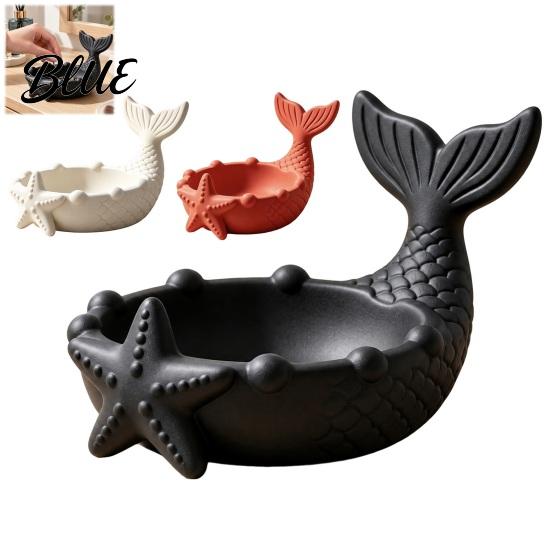 Decorative Key Bowl 3D Printed Mermaid Tail Jewelry Tray with Starfish Design for Rings Earrings and Cute Shell Keys Ocean Style Storage Tray