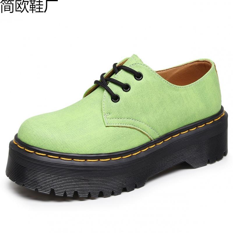 Martin laarzen kleine leren schoenen dames lage schacht, echt leer Britse ronde neus casual student muffin zool korte laarzen