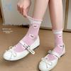 Women's Mid-Calf Lace Cotton Socks - Antibacterial, High Elasticity, Fresh Spring & Autumn Style