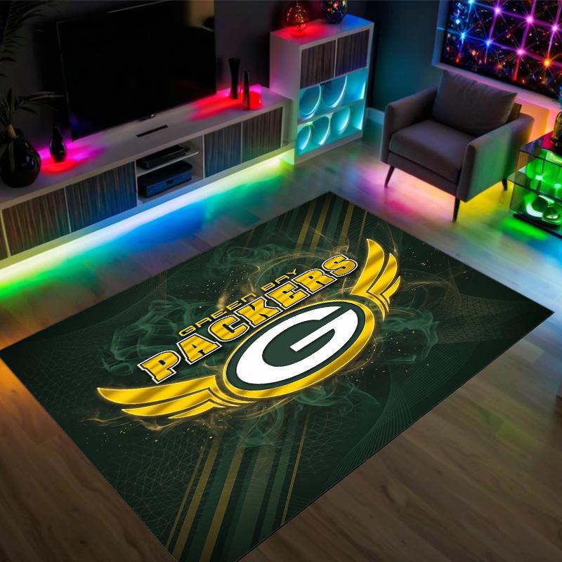 Green Bay Packers Design Crystal Velvet Carpet Cozy Non?Slip Printed Rug For Bedroom Living Room Entrance