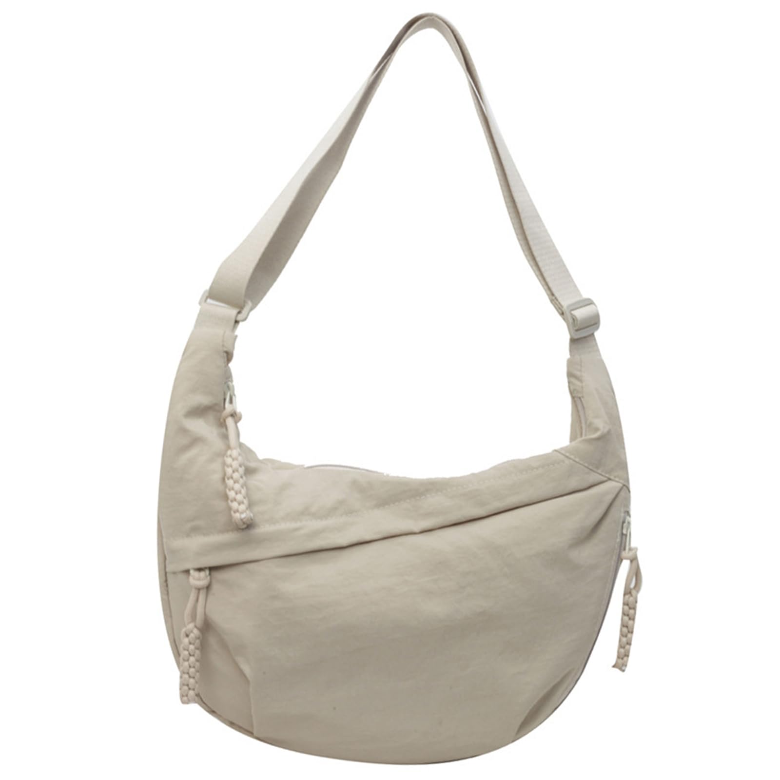 

HUHUKEEP Women s Nylon Shoulder Bag, Waterproof, Lightweight, Small, Crossbody, Soft, Simple, 2-Way, Adjustable Shoulder Strap, Off-White
