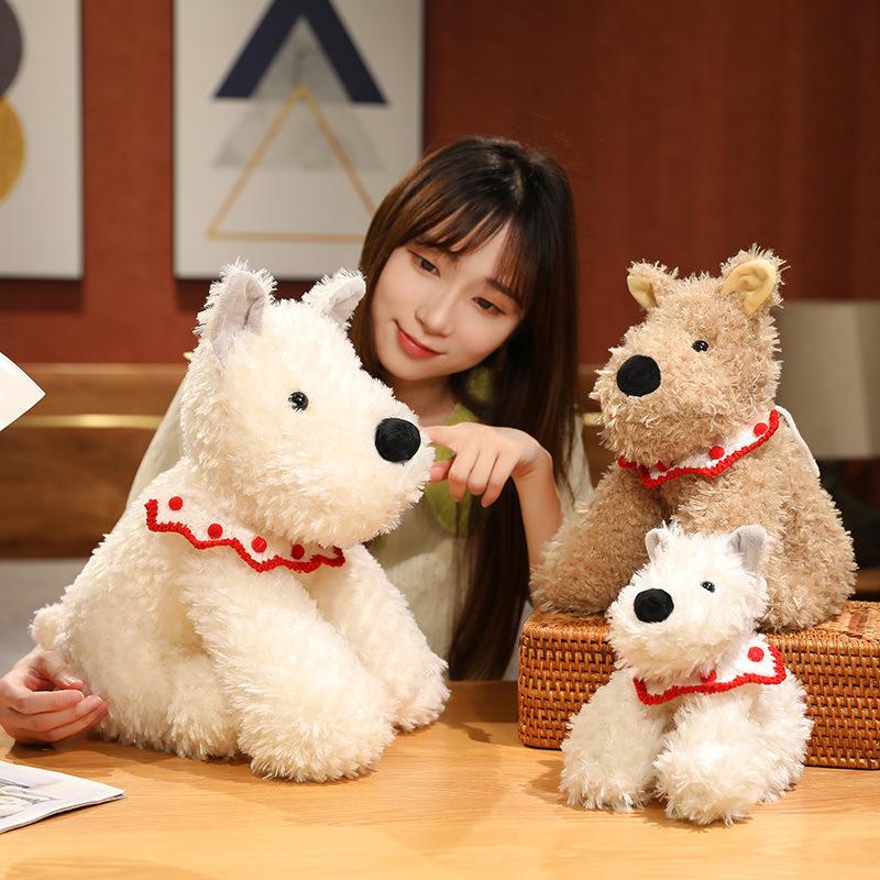 Simulated West Highland Dog Doll Plush Toys Puppy Doll Children's Sleeping Soothing Doll Birthday Gift