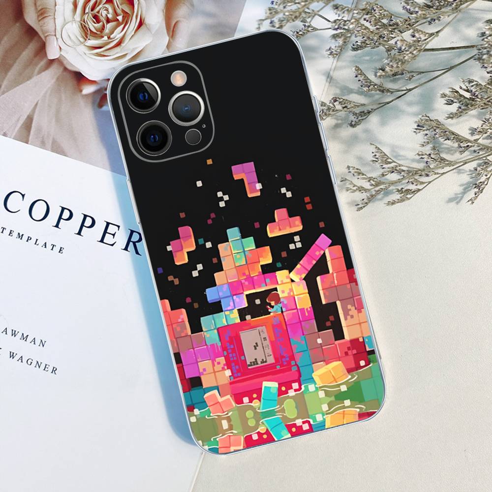 Vintage Game T-Tetris Fit For IPhone 16 15 Promax Phone Case IPhone 14 11 12 High End 13 Pro Silicone