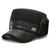 Winter Hat Men's Woolen Flat Top Hat Windproof Ear Protection Warm Hat Grandpa Fleece Thickened Cotton Hat