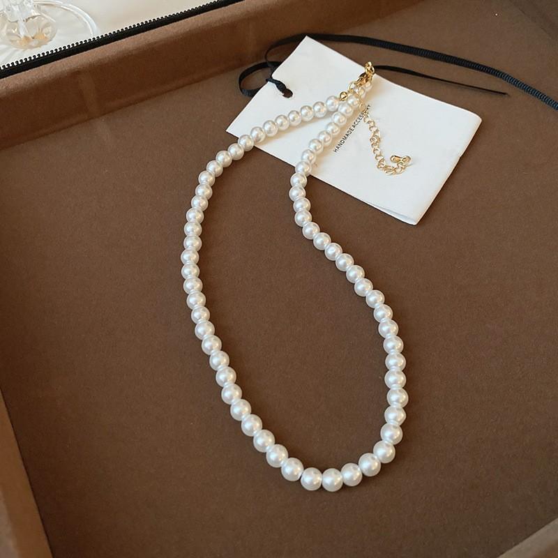 French Vintage Baroque Pearl Necklace Summer Niche Premium Sense Clavicle Chain Light Luxury Versatile Necklace Women