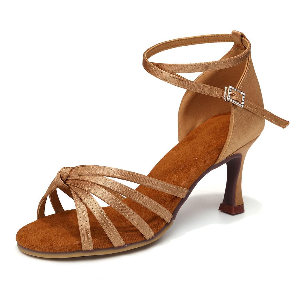 

Обувь для латиноамериканских бальных танцев танго для женщин и девочек резиновая обувь для вечеринок на высоком каблуке 7 см 41 бежевый