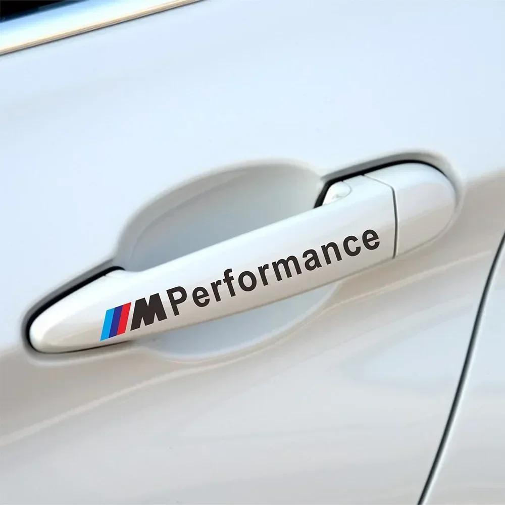 E60 New 4pcs M performance sticker car door handle sticker For bmw M Sticker X1 X3 X4 X5 X6 X7 e46 e90 f20 e60 e39 f10 Car acce