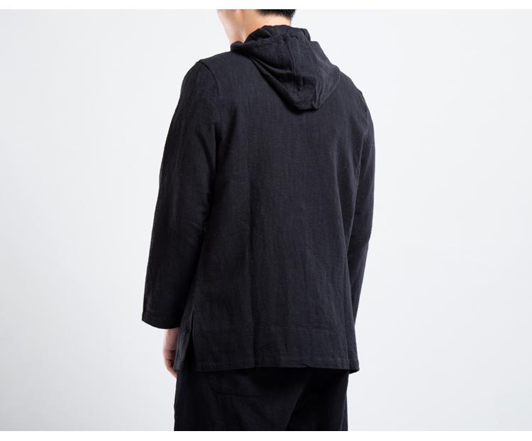 Men's Retro Linen Hooded Jacket: 2021 Autumn/Winter Chinese Style with Frog Buttons