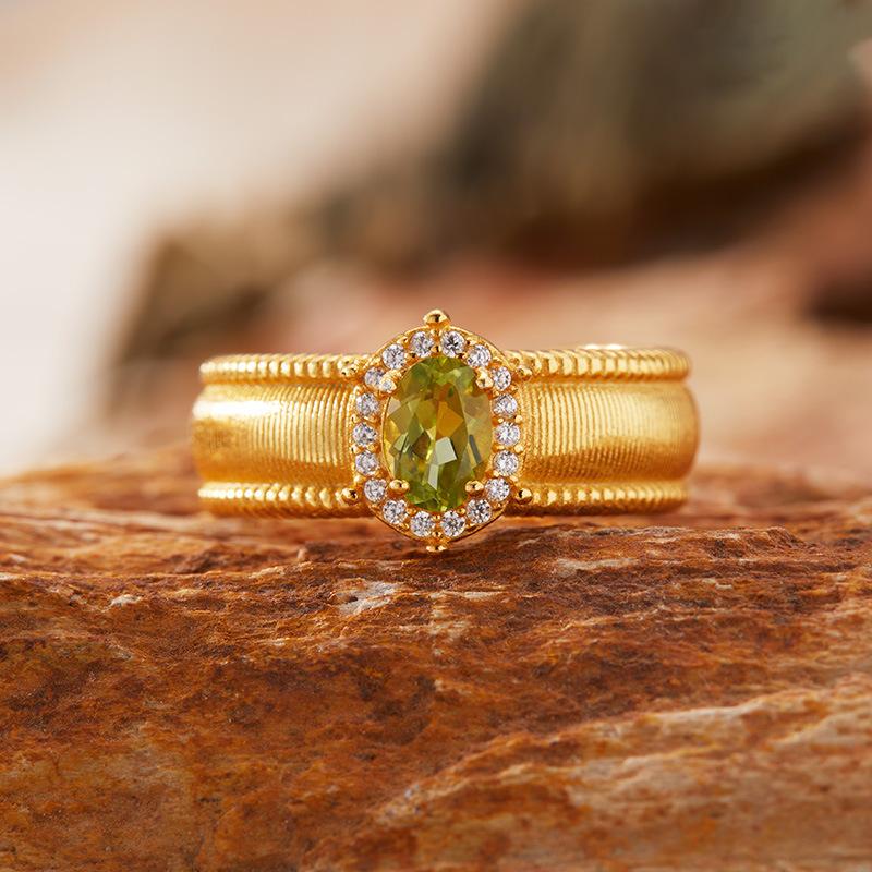 Conjunto Elegante Vintage de Prata Esterlina S925 com Anel de Granate Safira Tanzanita Natural Anel para Dedo Indicador Feminino
