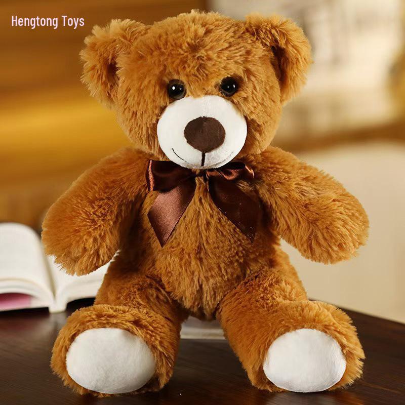 Rainbow Bow Tie Teddy Bear Plush Doll - 35cm Soft Festival Cushion