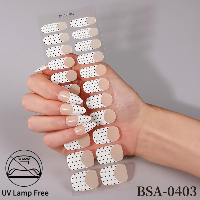 Gel nail sticker waterproof French polka dot gradual change no bake gel nail sticker GEL NAIL