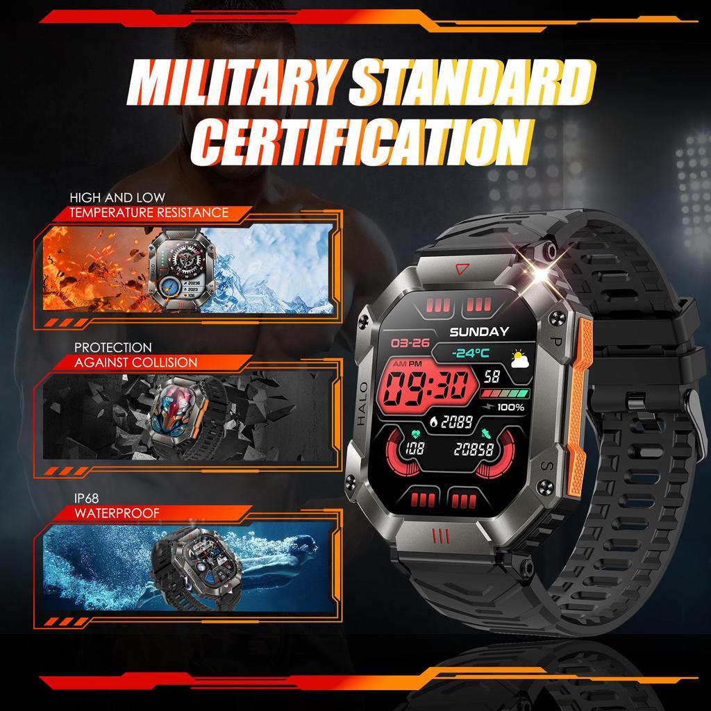 KR80 Smartwatch with Heart Rate Monitor, Bluetooth Calling, Compass & Sports Features
