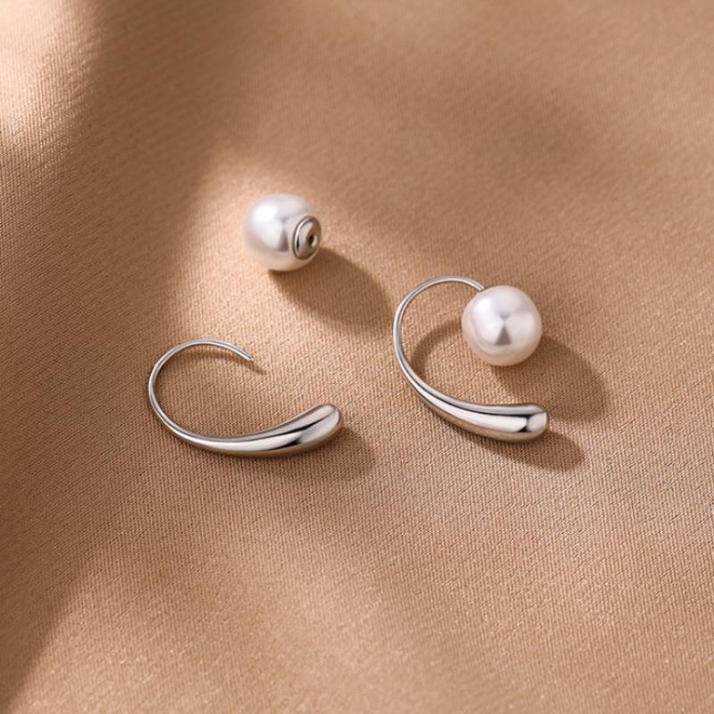 Stainless Steel Pearl Earrings High Sense Fashion Earrings Temperament Versatile Niche Irregular Earrings