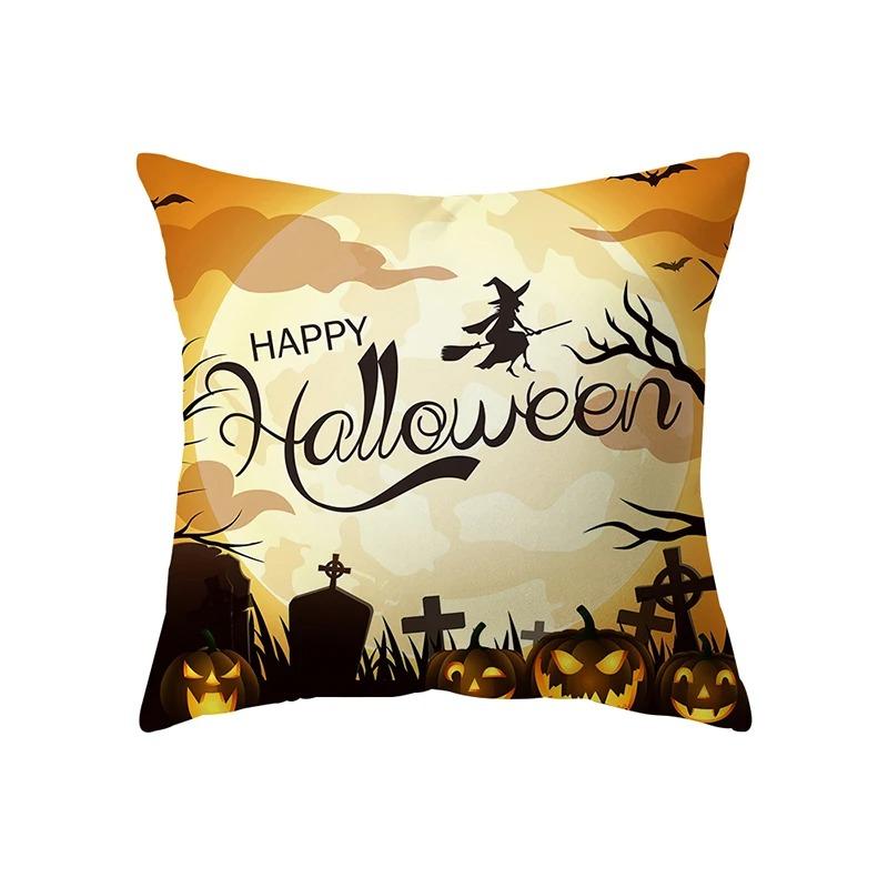Halloween Theme Pillow Cover Car Office Living Room Sofa Halloween Pumpkin Lantern Decoration Pillow Cover