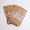 10Pcs Burlap Tabbleware Holder Lace Silverware Bag Lightweight Napkin Bag  Wedding Party