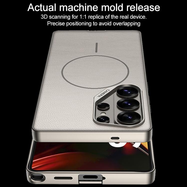 GKK Large Camera Hole Metal Paint Skin Feel Vegan Leather Magnetic Phone Case