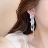Exquisite French Retro Long Tassel Rose Earrings for Women