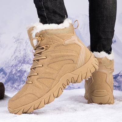 Large Size Military Boots Men's Velvet Thermal Snow Boots Outdoor Hiking Boots Men's Combat Boots High Top Field Boots