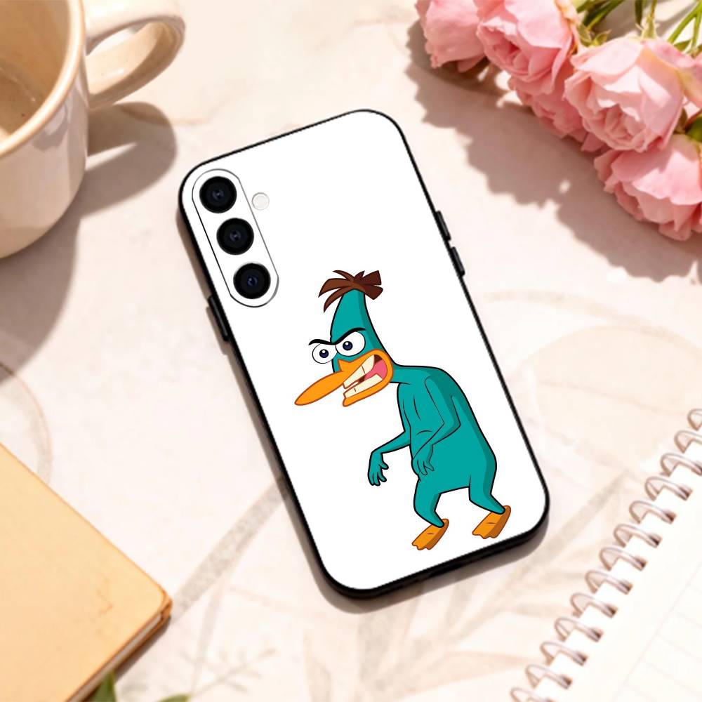 cute Cartoon P-Perry The P-Platypus   phone Case For Samsung Galaxy A73,A72,A71,A70,A53,A52,A51,Others Soft Black Shell