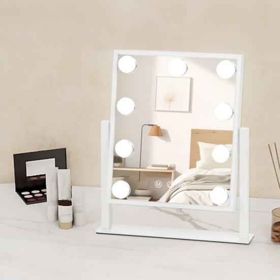LED Lighted Makeup Mirror 3 Colors Lighting Touch Control Adjustable Stepless Dimming Cosmetic Mirror Portable Travel Vanity Mirror with Lamp