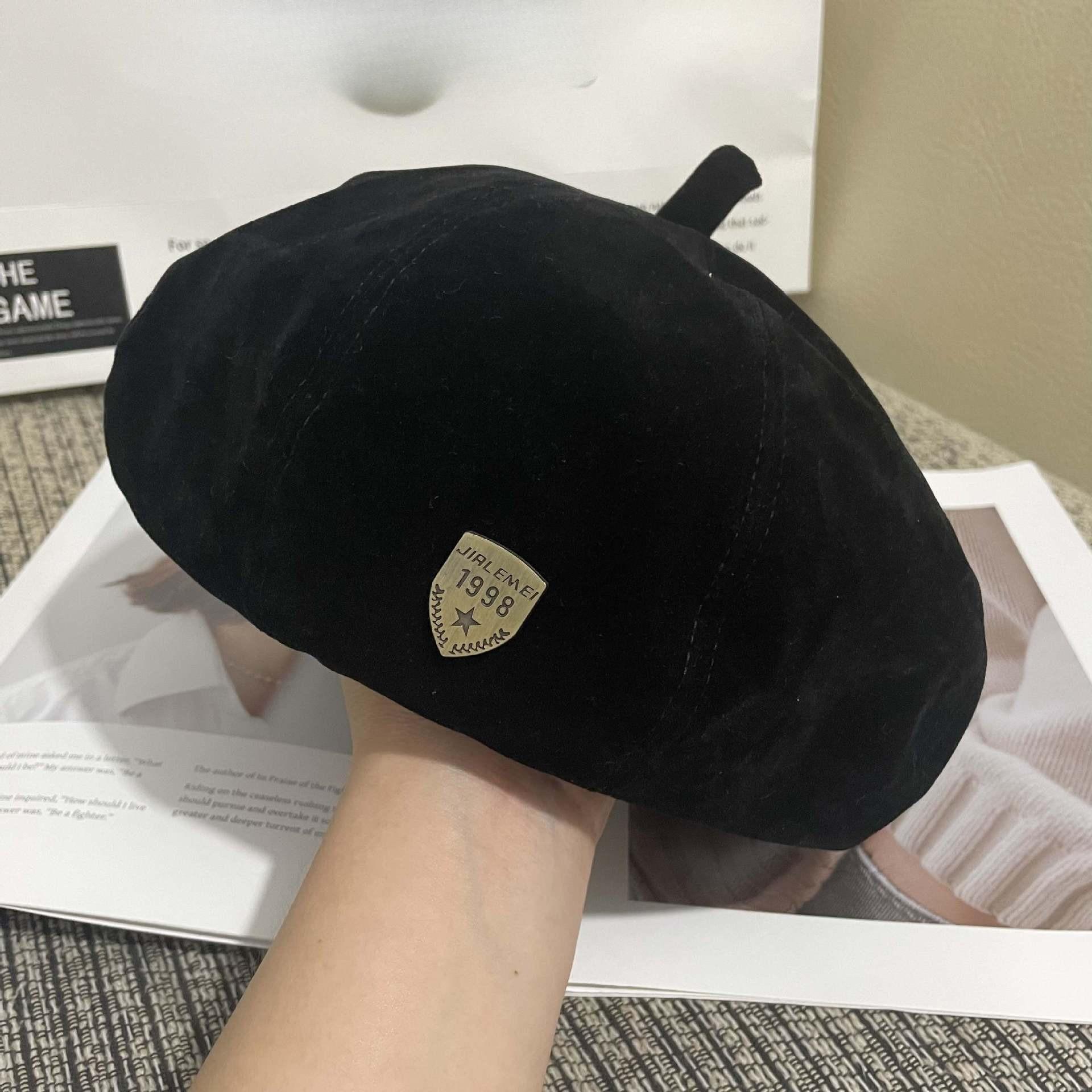 

Новые ретро и художественные металлические шляпы для осени и зимы, с маленькими восьмиугольными цветочными бутонами, шляпы художника, кепки газетчика и шляпки для девочек M（56-58cm）