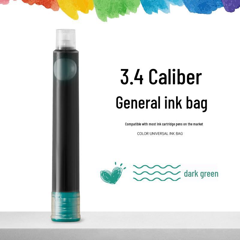 12 Color Universal Fountain Pen Ink Cartridges, Non-Carbon, 3.4 Caliber, Replaceable for Students