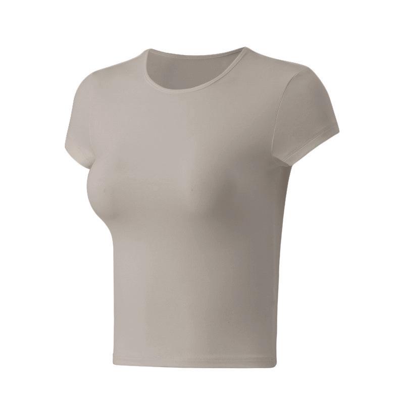 Korean Style Round Neck Short Sleeve Yoga Top - Skin-Friendly & Versatile for Spring/Summer