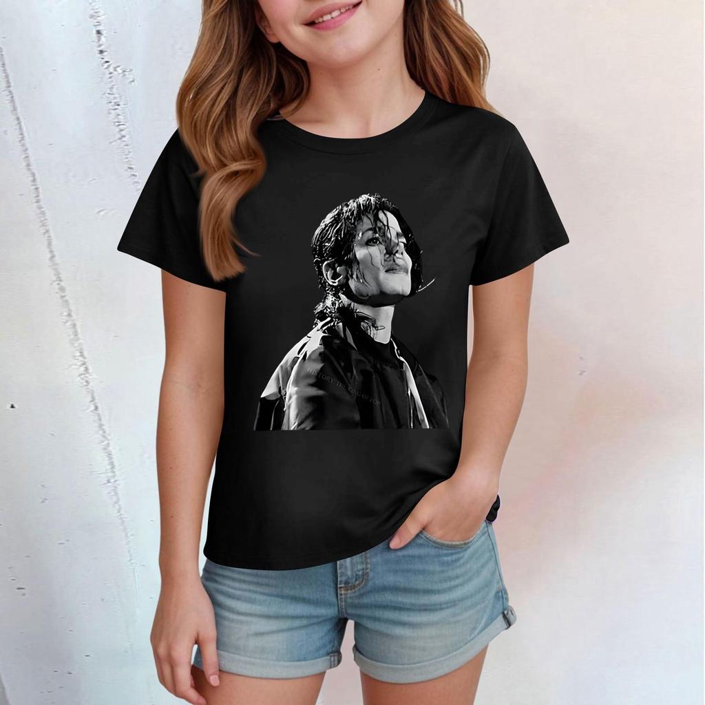 Kids Print Round Neck Short Sleeve Casual T-shirt